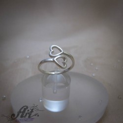 Сребърен дамски пръстен "Сърца" R-1097